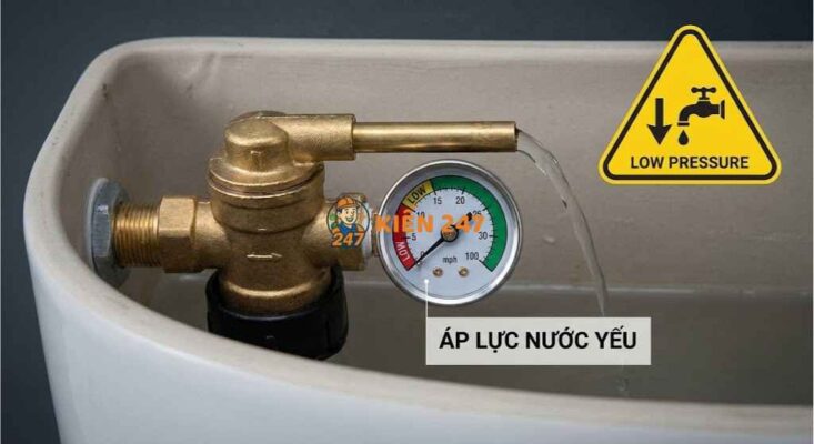 áp lực nước yếu làm bồn cầu xả không đủ lực