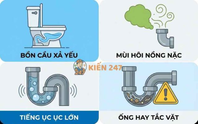 Dấu hiệu bồn cầu thiếu ống thông hơi: xả yếu, ục ục, mùi hôi, tắc vặt