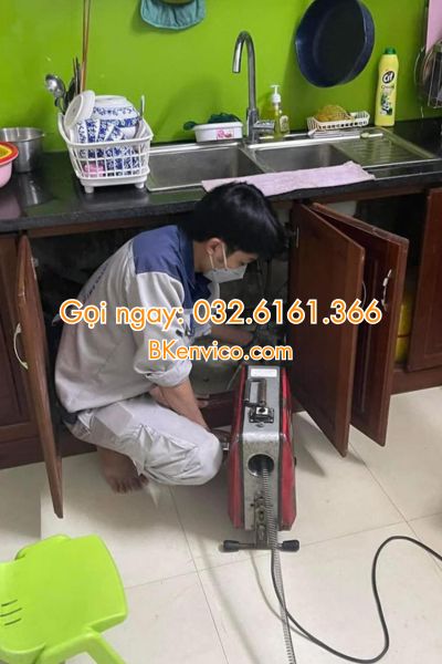 thông tắc chậu rửa bát tại long biên